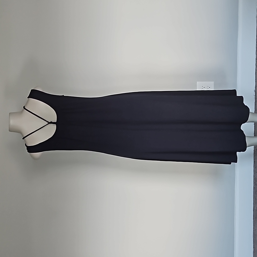 Eileen Fisher indigo scoop neck racer back viscose jersey dress-S - Picture 3 of 11